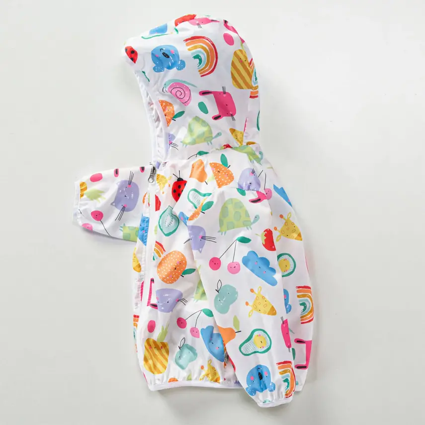 Midimod Kız Yağmurluk Baskılı Beyaz - 2