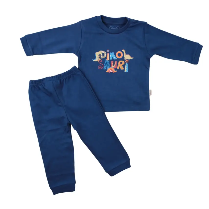 Mini Damla Bebek Pijama Takımı Dinazorlu İndigo - 2