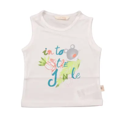 Mini Damla Bebek T-Shirt Kolsuz Jungle Ekru - 2