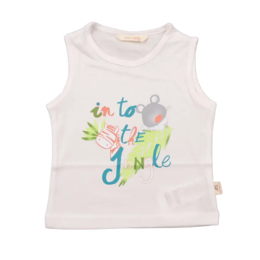 Mini Damla Bebek T-Shirt Kolsuz Jungle Ekru - 2
