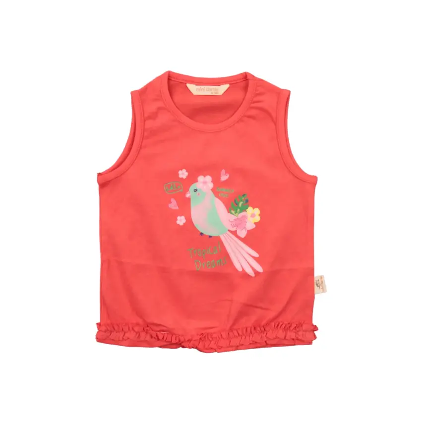 Mini Damla Bebek T-Shirt Kolsuz Tropikal Nar Çiçeği - 3