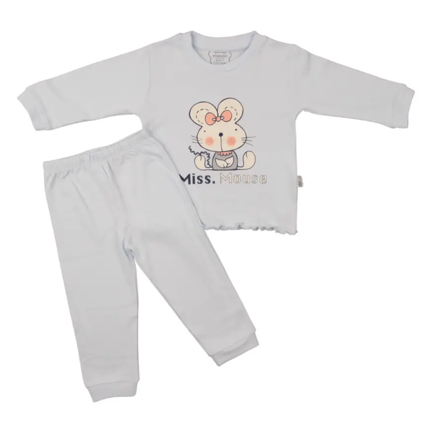 Mini Damla Çocuk Pijama Takımı Mouse Mavi - 1
