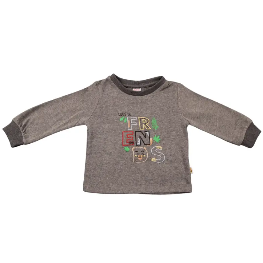 Mini Damla Çocuk Sweatshirt Friend Füme - 3