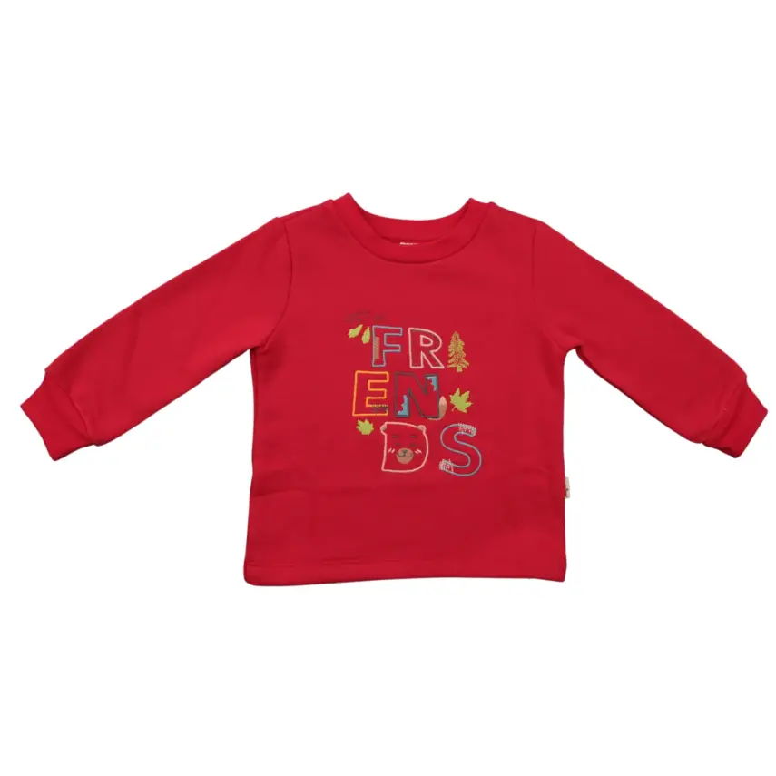 Mini Damla Çocuk Sweatshirt Friend Kırmızı - 1