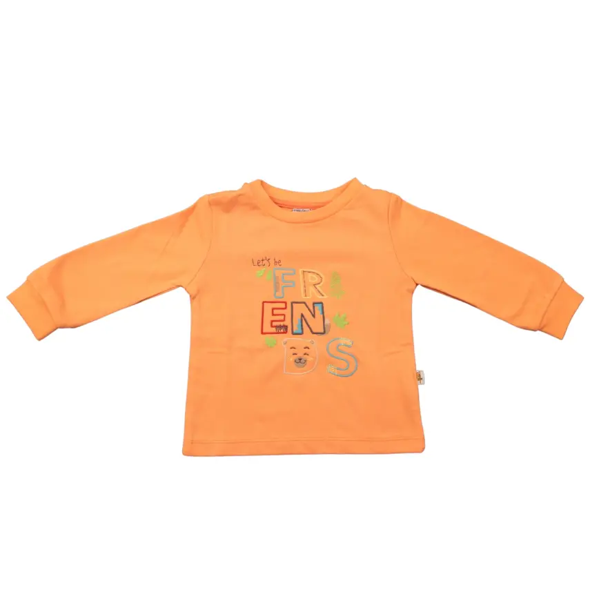 Mini Damla Çocuk Sweatshirt Friend Turuncu - 1
