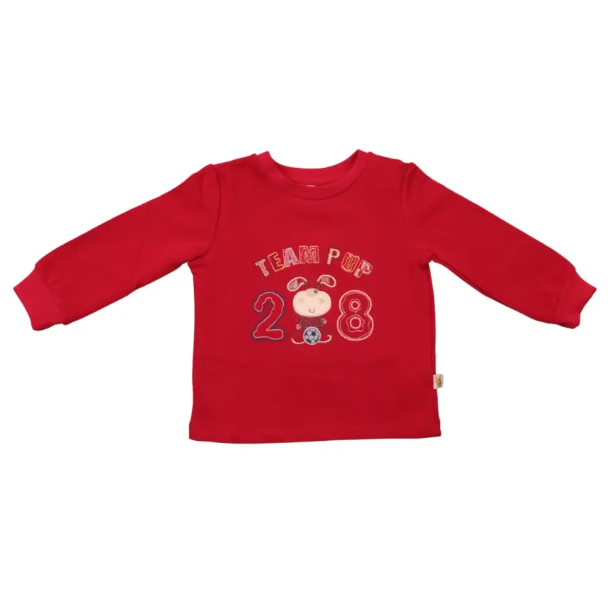 Mini Damla Çocuk Sweatshirt Köpek Kırmızı - 1