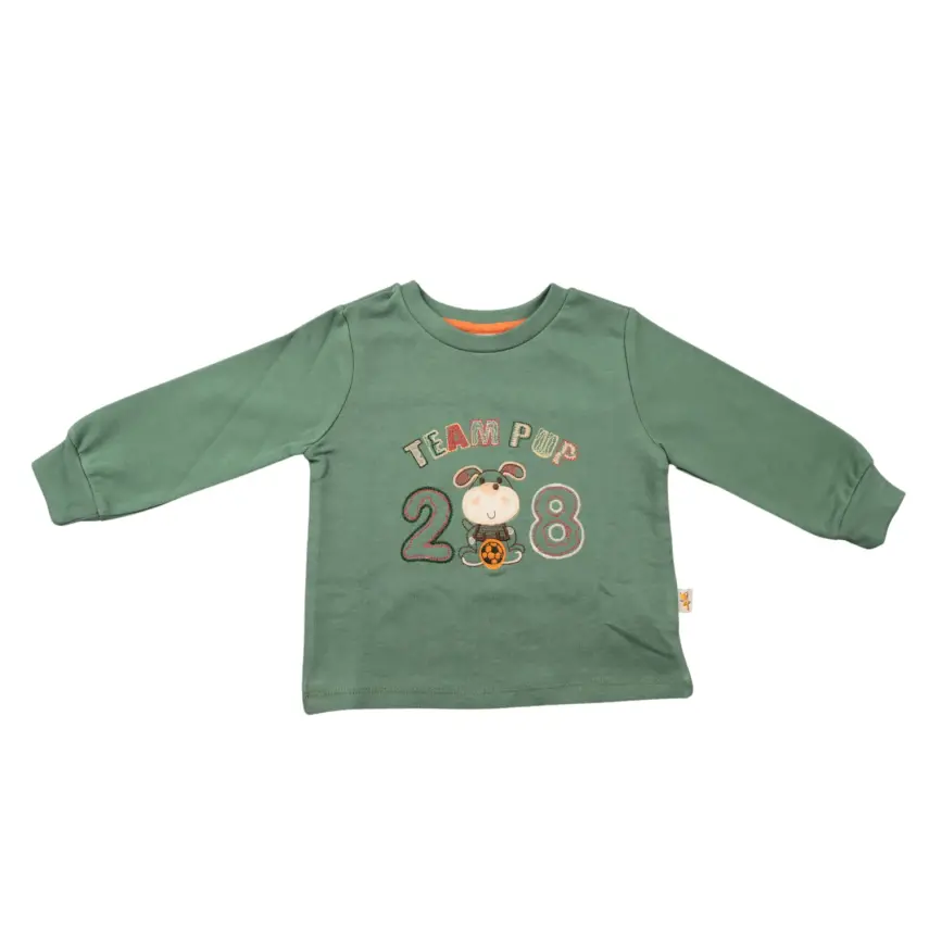 Mini Damla Çocuk Sweatshirt Köpek Yeşil - 1