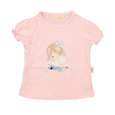Mini Damla Çocuk T-Shirt Kedili Kız Pembe - 3