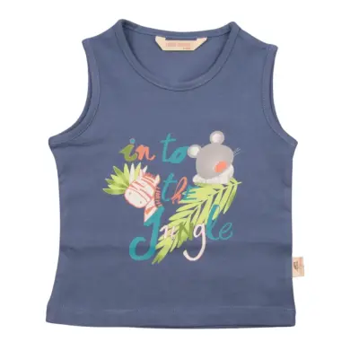 Mini Damla Çocuk T-Shirt Kolsuz Jungle İndigo - 2