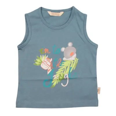 Mini Damla Çocuk T-Shirt Kolsuz Jungle Petrol 