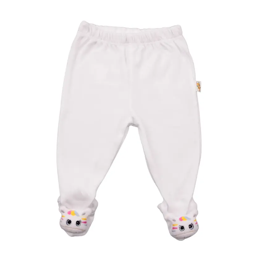 Mini Damla Pantolon Patikli Düz Oyuncaklı Beyaz - 1