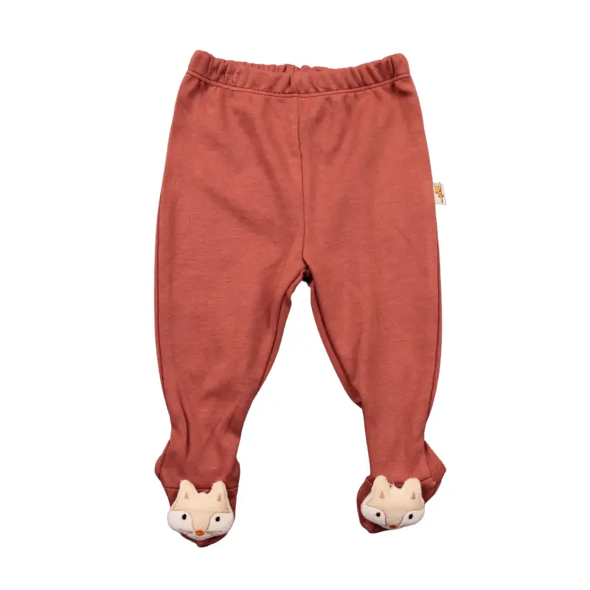 Mini Damla Pantolon Patikli Düz Oyuncaklı Kahverengi - 1