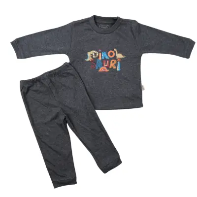 Mini Damla Pijama Takımı Dinazorlu Lacivert 