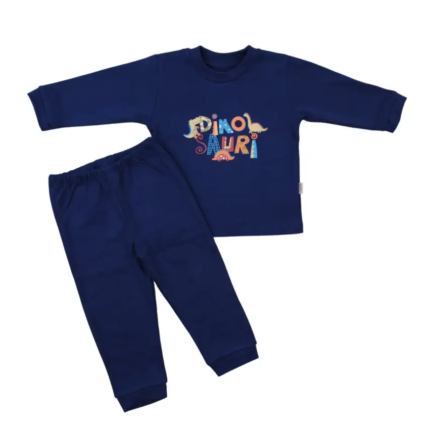 Mini Damla Pijama Takımı Dinazorlu Saks - 2