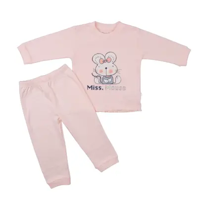 Mini Damla Pijama Takımı Mouse Pudra 