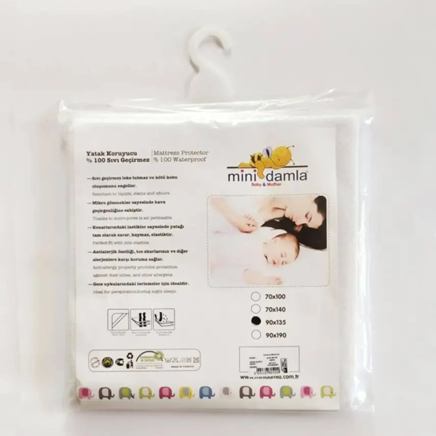 Mini Damla Su Geçirmez Kaydırmaz Alez Yatak Koruyucu 90X135Cm Beyaz - 2