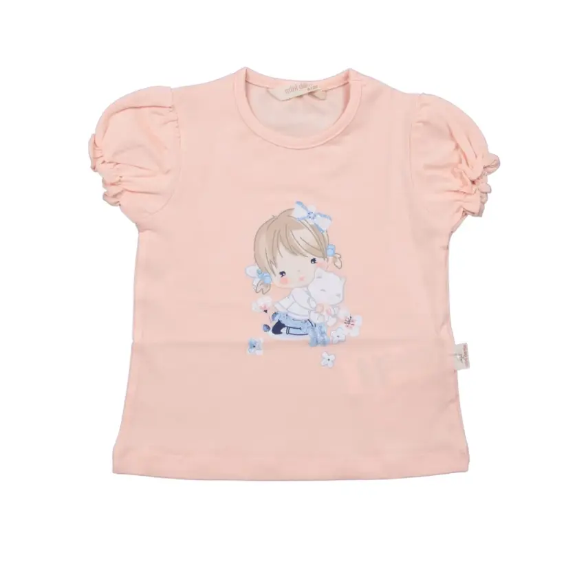 Mini Damla T-Shirt Kedili Kız Somon - 2