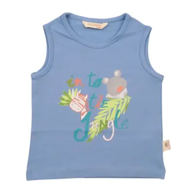 Mini Damla T-Shirt Kolsuz Jungle Koyu Mavi 