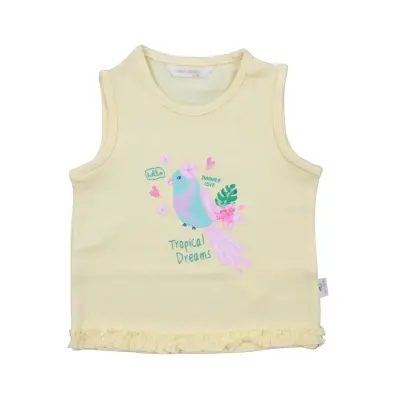 Mini Damla T-Shirt Kolsuz Tropikal Sarı - 2