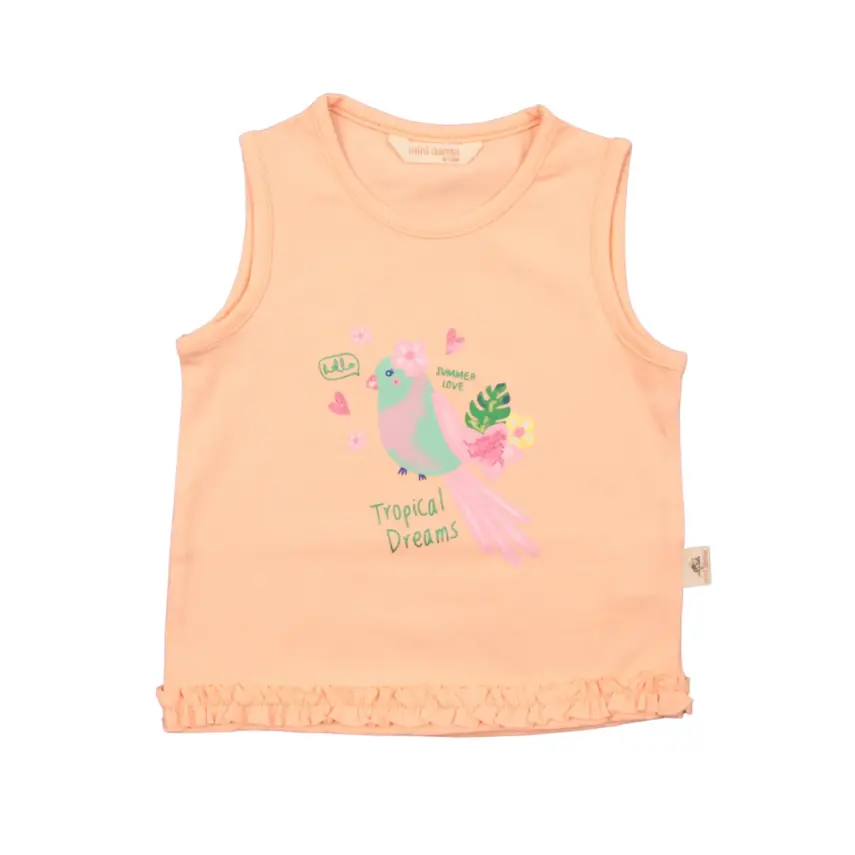 Mini Damla T-Shirt Kolsuz Tropikal Somon - 2