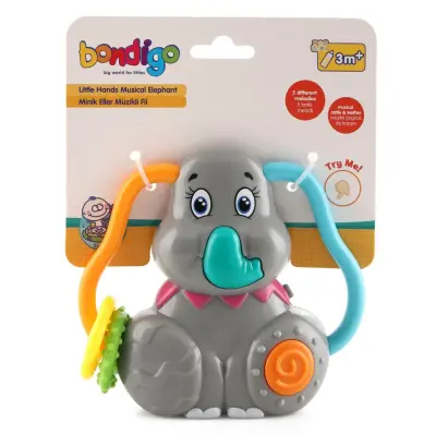 Minik Eller Müzikli Fil - Işıklı Müzikli Diş Kaşıyıcı ve Çıngırak - 3