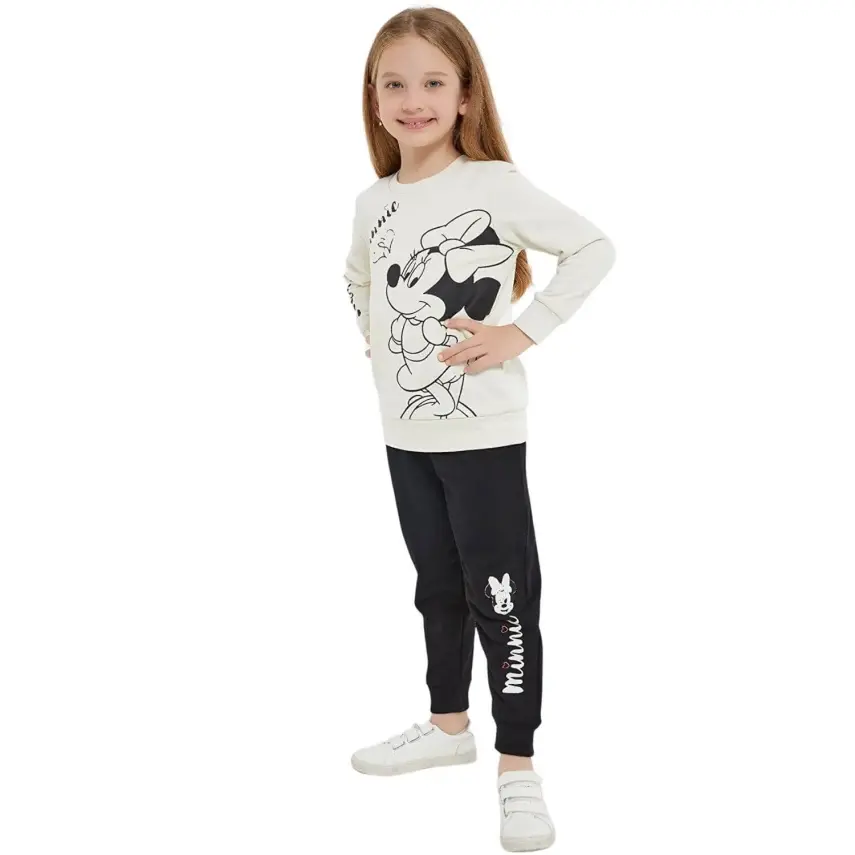 Minnie Mouse Kız Eşofman Takımı Kemik - 1