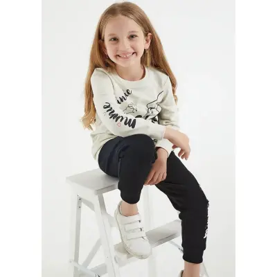 Minnie Mouse Kız Eşofman Takımı Kemik - 8