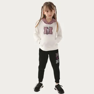Minnie Mouse Kız Eşofman Takımı Krem