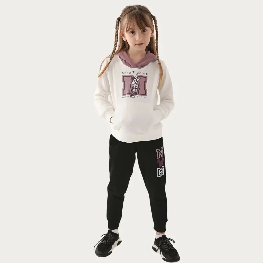Minnie Mouse Kız Eşofman Takımı Krem - 1