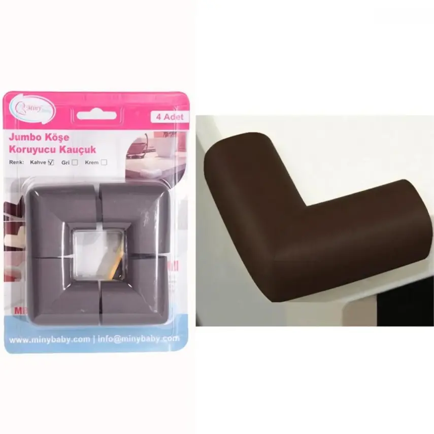 Miny Baby Jumbo Kauçuk Köşe Koruyucu 4lü Kahverengi - 1