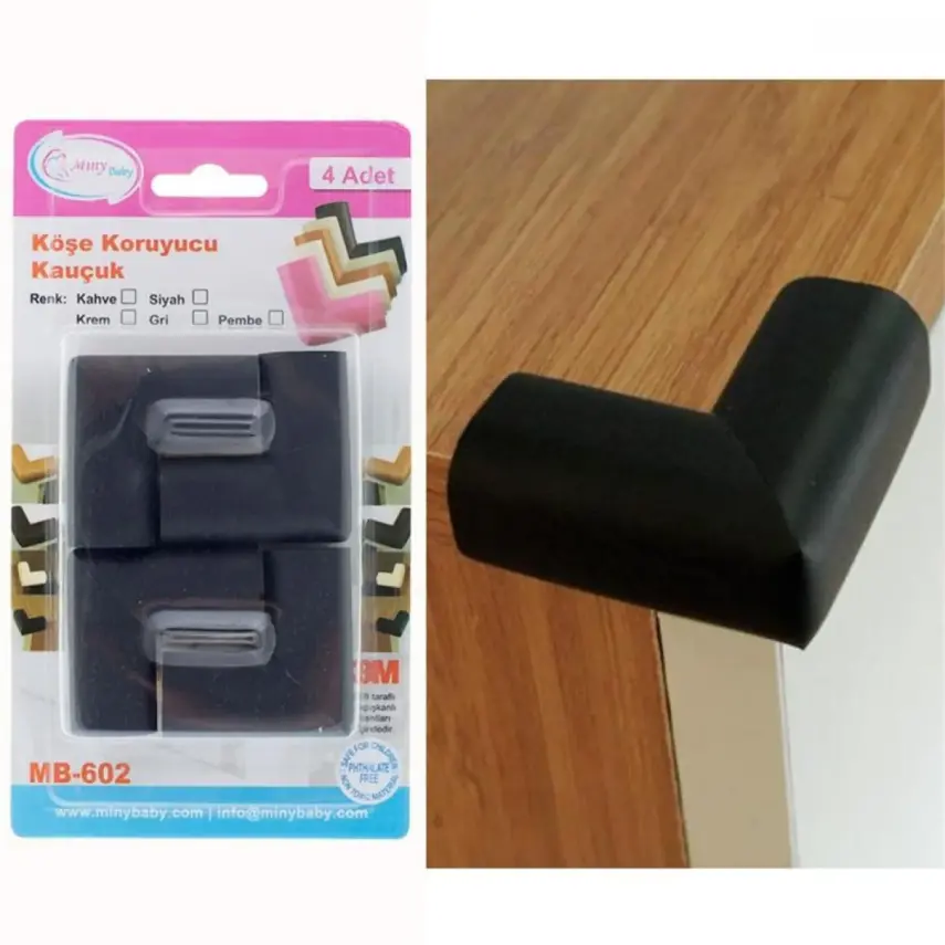 Miny Baby Kauçuk Köşe Koruyucu 4lü Siyah - 1