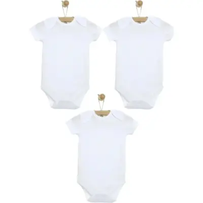 Mixi Baby %100 Pamuklu Çıtçıtlı Kısa Kol Bebek Body 3'lü Set Unisex