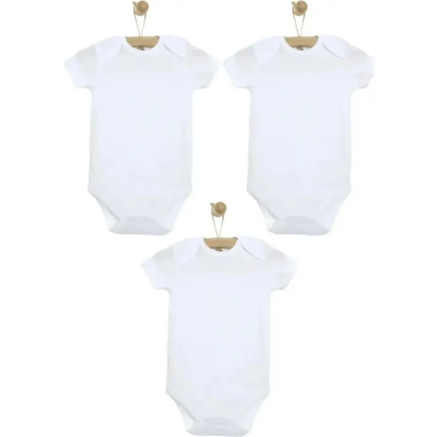 Mixi Baby %100 Pamuklu Çıtçıtlı Kısa Kol Bebek Body 3'lü Set Unisex - 1