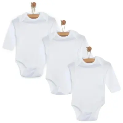 Mixi Baby %100 Pamuklu Çıtçıtlı Uzun Kol Bebek Body 3'lü Set Unisex