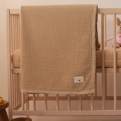 Mixi Baby Migaloo Dört Katlı Çok Amaçlı %100 Pamuklu Bebek Çocuk Müslin Örtü 90X120 Cm Kahverengi