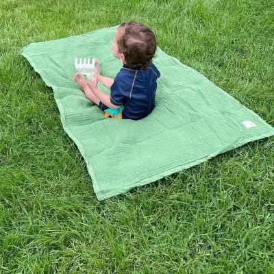 Mixi Baby Migaloo Dört Katlı Çok Amaçlı % 100 Pamuklu  Bebek Çocuk Müslin Örtü 90X120 Cm Yeşil - 5