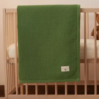 Mixi Baby Migaloo Dört Katlı Çok Amaçlı % 100 Pamuklu  Bebek Çocuk Müslin Örtü 90X120 Cm Yeşil