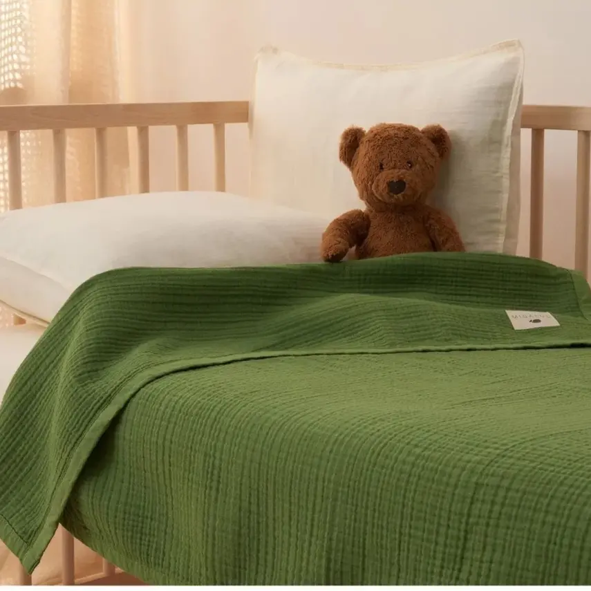 Mixi Baby Migaloo Dört Katlı Çok Amaçlı % 100 Pamuklu  Bebek Çocuk Müslin Örtü 90X120 Cm Yeşil - 3