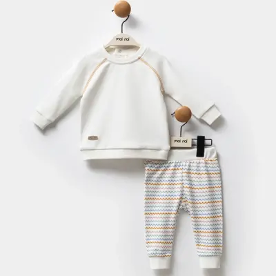 Moi Noi 2Li Bebek Takım Zigzag Ekru Unisex 