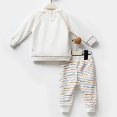 Moi Noi 2Li Bebek Takım Zigzag Ekru Unisex - 6