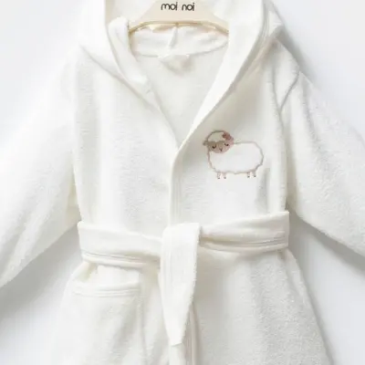 Moi Noi Bebek Bornoz Takımı Kuzu Desenli Unisex - 2