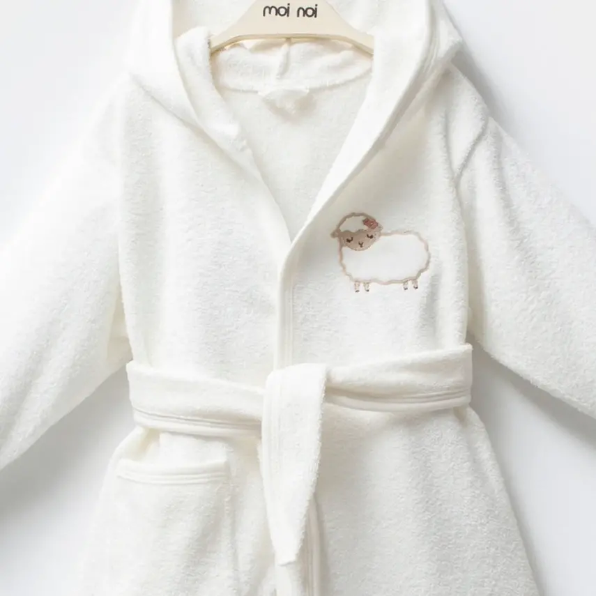 Moi Noi Bebek Bornoz Takımı Kuzu Desenli Unisex - 2