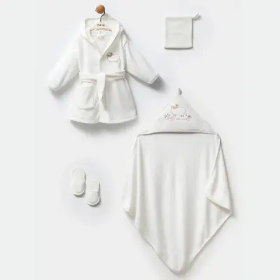 Moi Noi Bebek Bornoz Takımı Kuzu Desenli Unisex