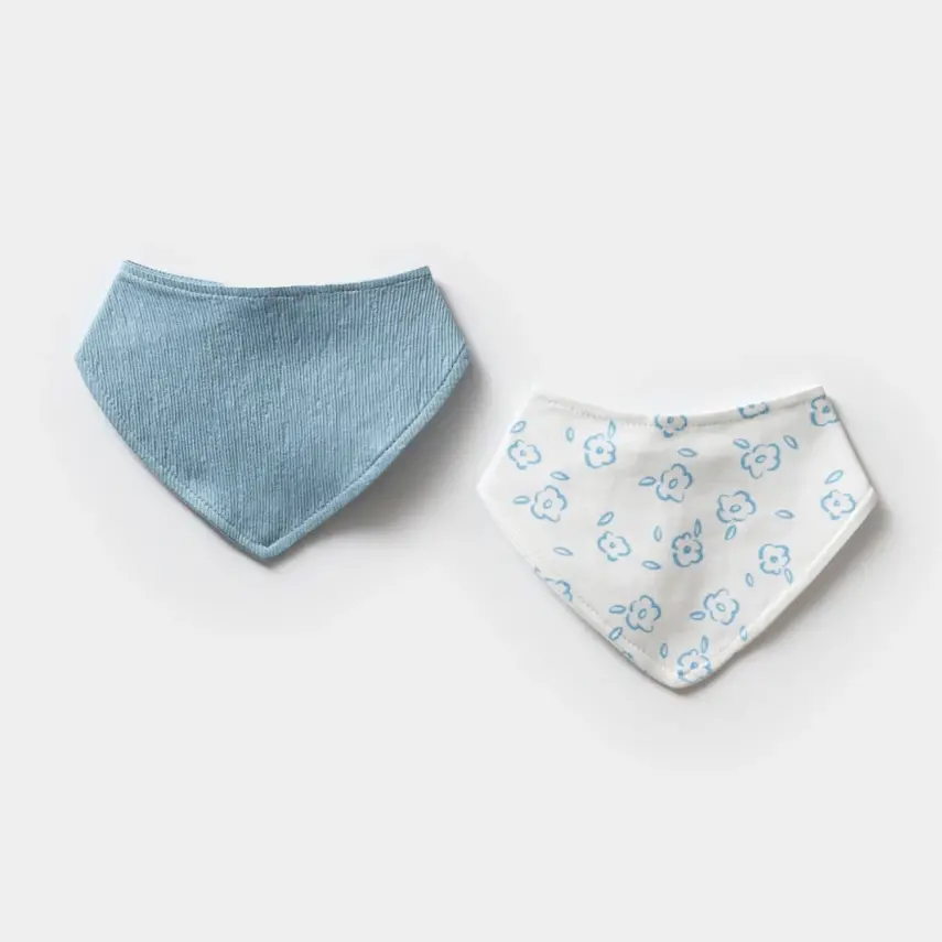 Moi Noi Erkek Bebek Fular Önlük 2Li Mavi - 1