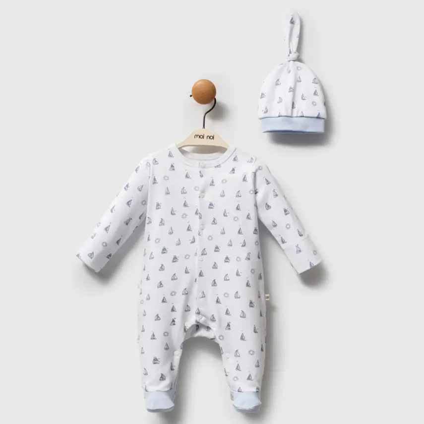 Moi Noi Erkek Tulum Şapka Takım Captain Mavi - 1