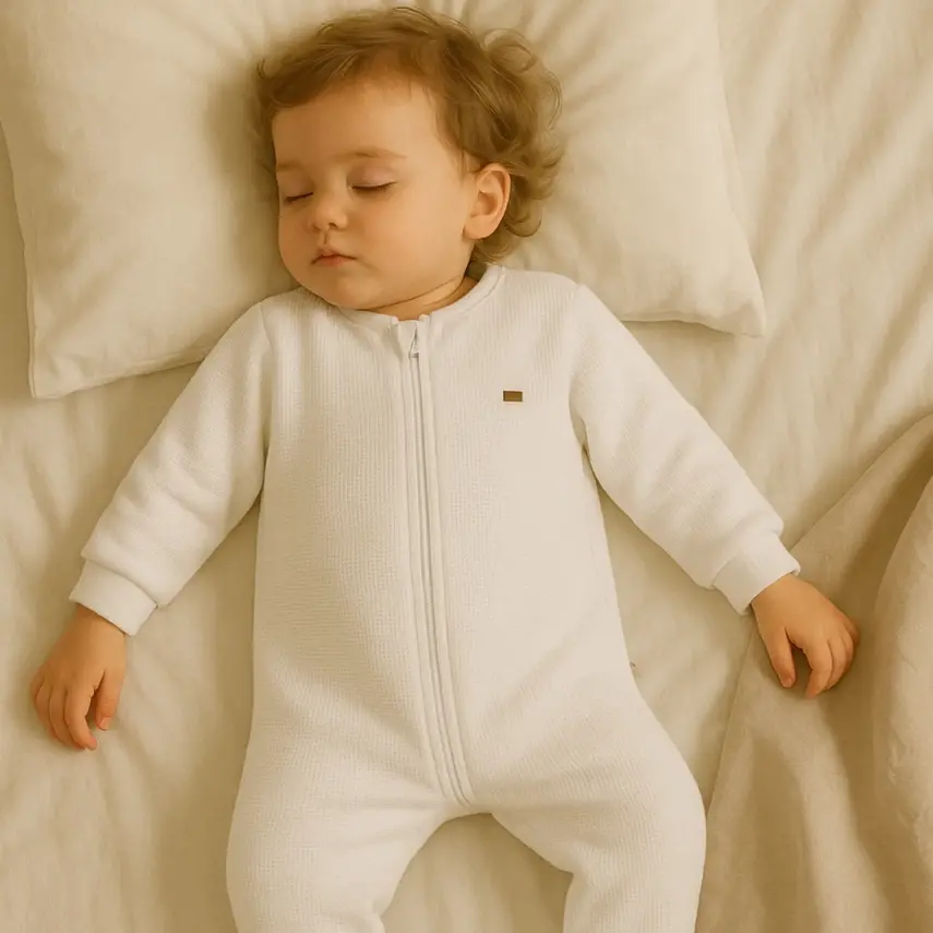 Moi Noi Fermuarlı Uzun Kollu Kışlık Uyku Tulum Waffle Ekru 2,5 Tog - 11