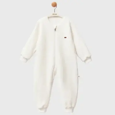 Moi Noi Fermuarlı Uzun Kollu Kışlık Uyku Tulum Waffle Ekru 2,5 Tog - 4