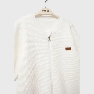 Moi Noi Fermuarlı Uzun Kollu Kışlık Uyku Tulum Waffle Ekru 2,5 Tog - 9
