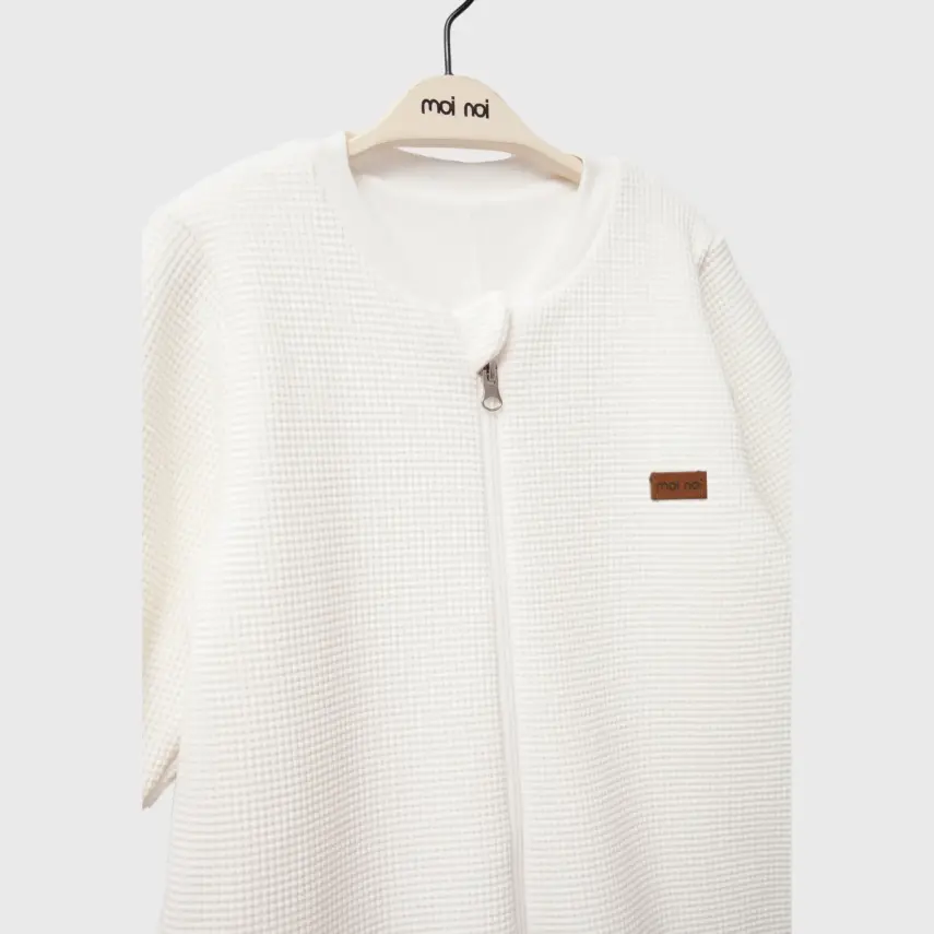 Moi Noi Fermuarlı Uzun Kollu Kışlık Uyku Tulum Waffle Ekru 2,5 Tog - 9