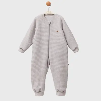 Moi Noi Fermuarlı Uzun Kollu Kışlık Uyku Tulum Waffle Gri 2,5 Tog - 4